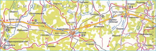 Карта дороги М-1 "Беларусь" участок 2