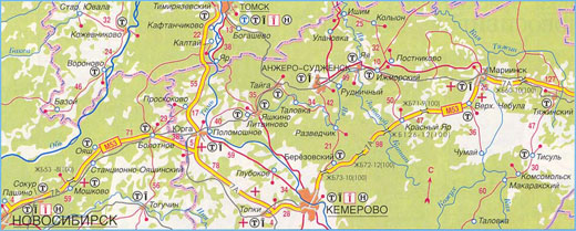 Карта дороги М-53, участок № 1