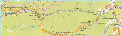 Карта дороги М-55, участок № 2