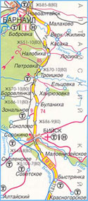 Карта дороги М-52 "Чуйский тракт", участок № 2