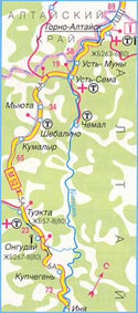 Карта дороги М-52 "Чуйский тракт", участок № 3