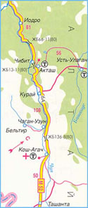 Карта дороги М-52 "Чуйский тракт", участок № 4