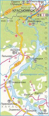 Карта дороги М-54 "Енисей", участок № 1