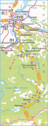 Карта дороги М-54 "Енисей", участок № 2