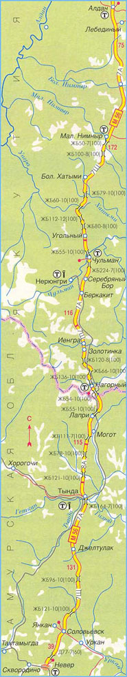 Карта дороги М-56 "Лена", "Колыма", участок № 1