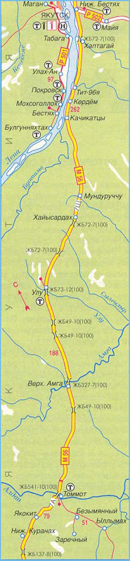 Карта дороги М-56 "Лена", "Колыма", участок № 2