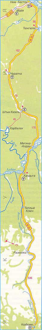 Карта дороги М-56 "Лена", "Колыма", участок № 3