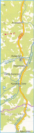 Карта дороги М-56 "Лена", "Колыма", участок № 4