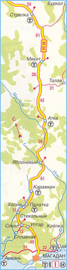 Карта дороги М-56 "Лена", "Колыма", участок № 6