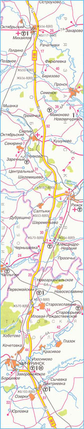 Карта автодороги М-6 участок 2