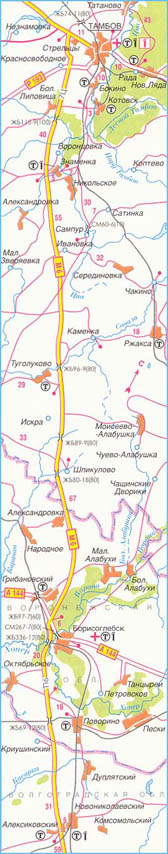 Карта автодороги М-6 участок 3