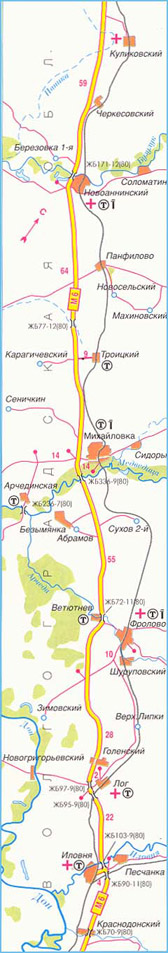 Карта автодороги М-6 участок 4