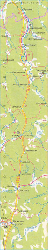 Карта дороги М-8 "Хомогоры", участок № 3