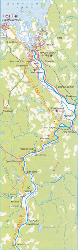 Карта дороги М-8 "Хомогоры", участок № 5